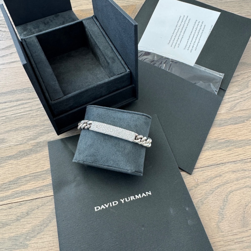 AUTHENTIC David Yurman Belmont Curb Link ID Bracelet w/Diamonds - Picture 3 of 9